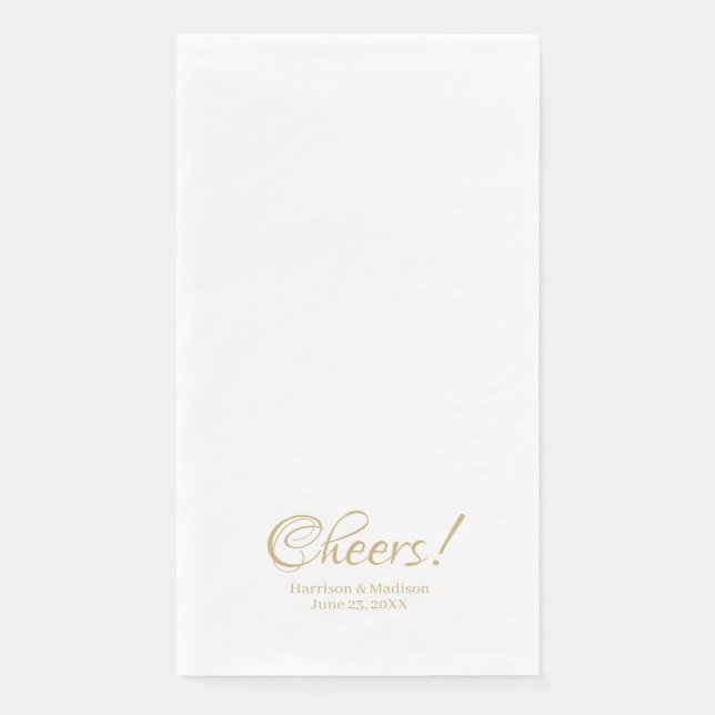Elegant gold script custom names text Wedding Napkin (Front)