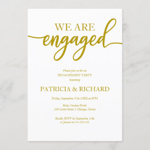 Elegant Gold Script Engagement Party Invitation