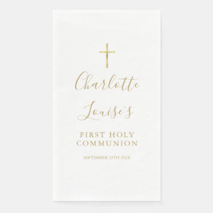 Elegant Gold Script First Holy Communion Napkin