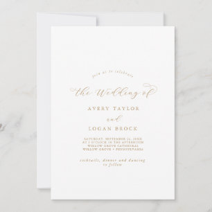 Elegant Gold Script Front and Back The Wedding Of Invitation
