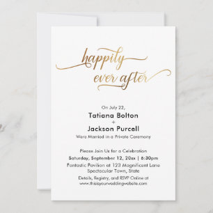 Elegant Gold Script Happily Ever After Reception Invitation