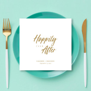 Elegant Gold Script: "Happily Ever After" Wedding Napkin