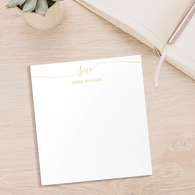 Elegant Gold Script Initial Monogram  Notepad (Creator Uploaded)