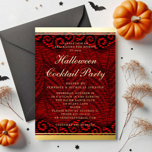 Elegant Gold Script Lace Halloween Cocktail Party 