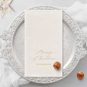 Elegant Gold Script “Merry Christmas”  Napkin