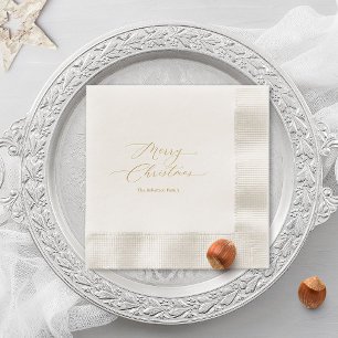Elegant Gold Script “Merry Christmas”  Napkin