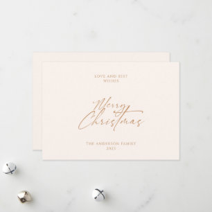 Elegant Gold Script Minimalist Merry Christmas  Holiday Card