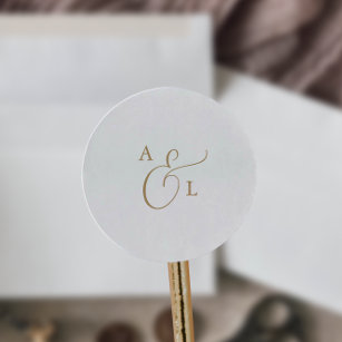 Elegant Gold Script Monogram Wedding Envelope Seal
