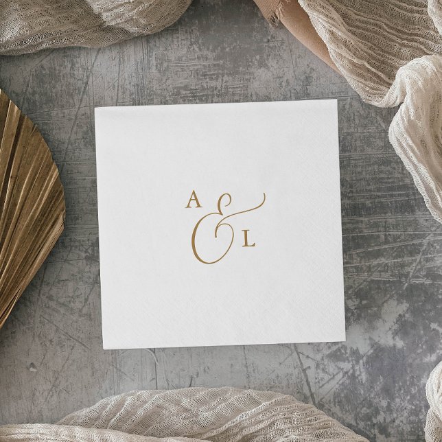 Elegant Gold Script Monogram Wedding Napkins (Creator Uploaded)