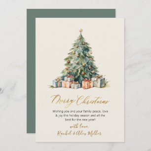 Elegant Gold Script Non Photo Christmas Tree Cards