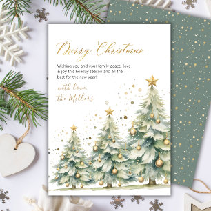 Elegant Gold Script Non Photo Christmas Tree Holiday Card
