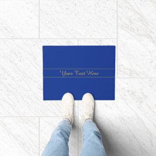 Elegant Gold Script on Navy Blue Background Doormat