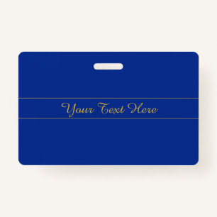 Elegant Gold Script on Navy Blue Background ID Badge