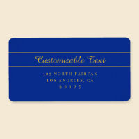 Elegant Gold Script on Navy Blue Return Address