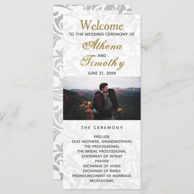Elegant Gold Script Personal Photo Wedding Program Programme (Front/Back)