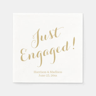 Elegant gold script personalised custom engagement napkin