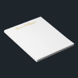 Elegant Gold Script Personalised Notepad<br><div class="desc">Elegant gold script personalised notepad.</div>