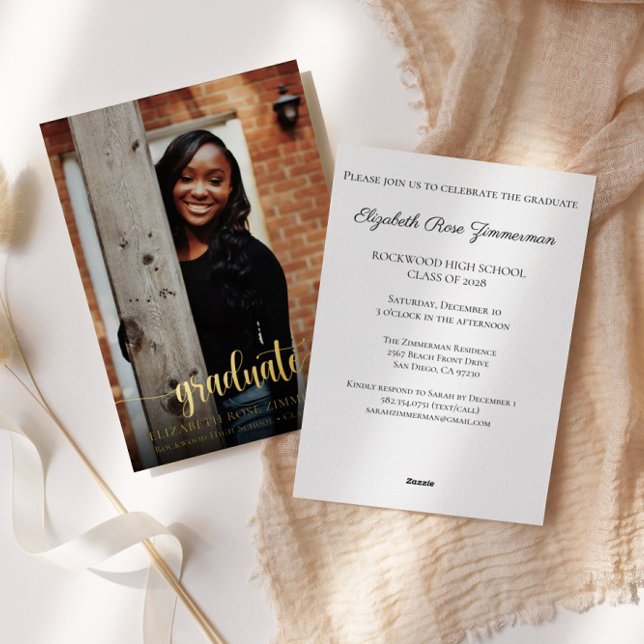 Elegant Gold Script Photo Graduation (Creator Uploaded)