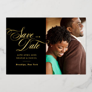 Elegant Gold Script Photo QR Code Save The Date