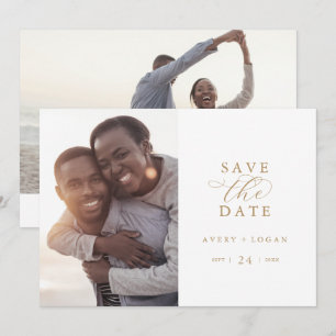 Elegant Gold Script Photo Save The Date