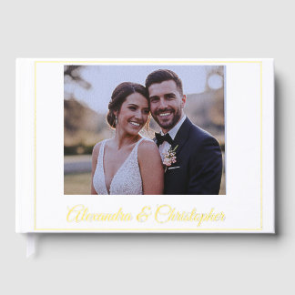 Elegant Gold Script Photo Wedding Guestbook