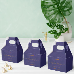 Elegant Gold Script Purple Wedding Favour Box
