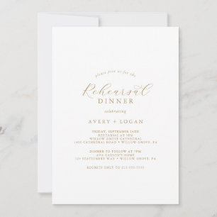Elegant Gold Script Rehearsal Dinner Invitation