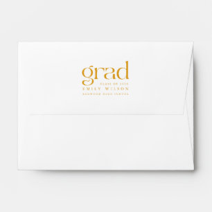 Elegant Gold Script Return Address Graduation Envelope
