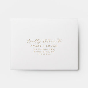Elegant Gold Script Self-Addressed RSVP Envelope
