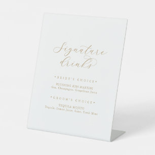 Elegant Gold Script Signature Drinks Sign