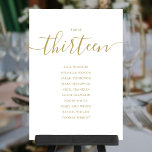 Elegant Gold Script Table Number 13 Seating Chart<br><div class="desc">These elegant gold and white signature script double-sided table number 13 seating chart cards are perfect for all celebrations. Designed by Thisisnotme©</div>