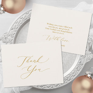 Elegant Gold Script Thank You Card