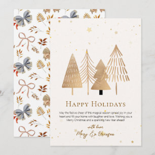 Elegant Gold Script Tree Non Photo Christmas Holiday Card