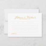 Elegant Gold Script Wedding Advice and Wishes Card<br><div class="desc">Add a personal touch to your wedding with an elegant wedding advice and wishes card. This advice card features title in gold modern elegant calligraphy font style and details in gold sans serif font style on white background. Perfect for wedding, baby shower, birthday party, bridal shower, bachelorette party and any...</div>