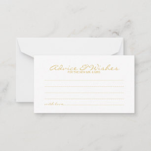 Elegant Gold Script Wedding Advice and Wishes Card