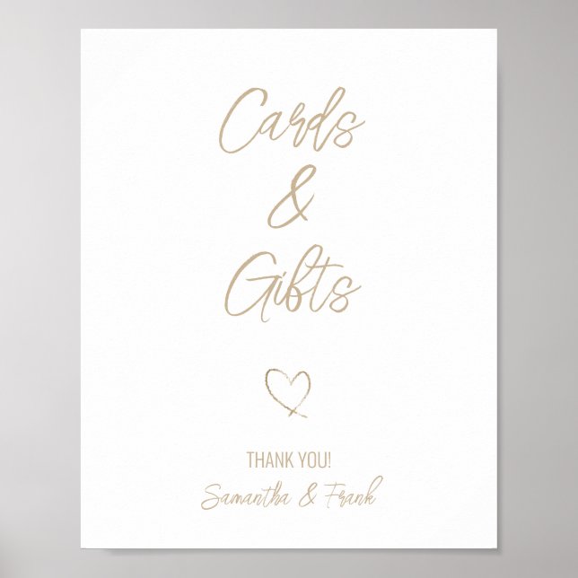 Elegant Gold Script Wedding Card and Gift Poster (Front)