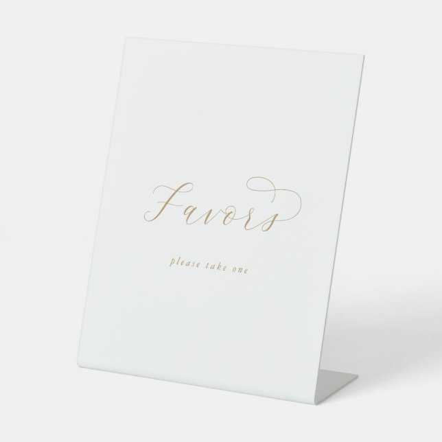 Elegant Gold Script Wedding Favours Sign (Front)