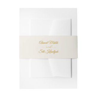 Elegant Gold Script Wedding Invitation Belly Band