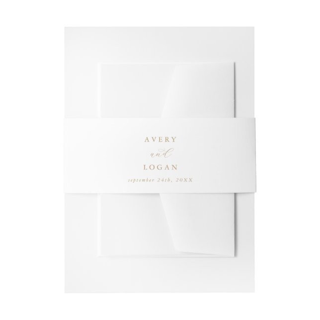 Elegant Gold Script Wedding Invitation Belly Band (Front Example)