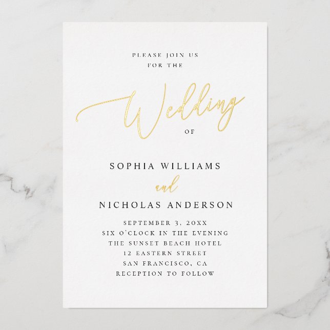 Elegant Gold Script Wedding | Minimalist Classic (Front)