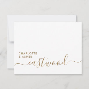 Elegant Gold Script Wedding Monogram Note Card