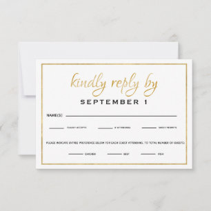 Elegant Gold Script Wedding/Reception RSVP