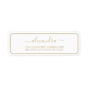 Elegant Gold Script Wedding Return Address