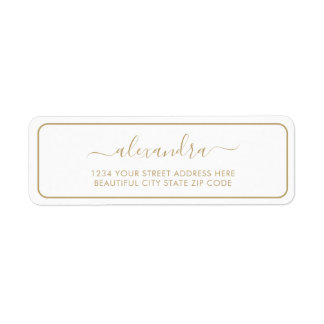 Elegant Gold Script Wedding Return Address
