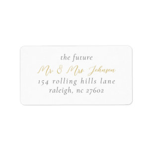 Elegant Gold Script Wedding Return Address Label