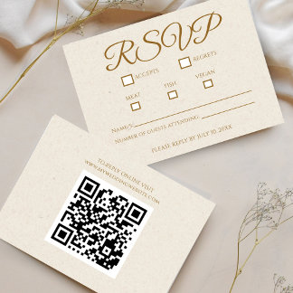 Elegant Gold Script Wedding RSVP Card