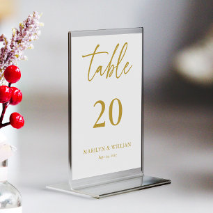 Elegant Gold Script Wedding Table Number Card