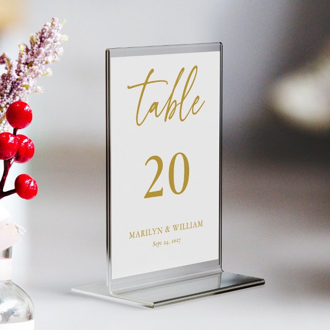 Elegant Gold Script Wedding Table Number Card (Elegant Gold Script Wedding Table Number Card)