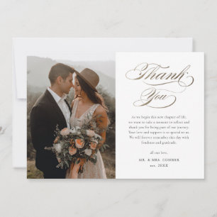 Elegant Gold Script Wedding Thank You Card