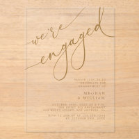 Elegant Gold Script We're Engaged Engagement Party